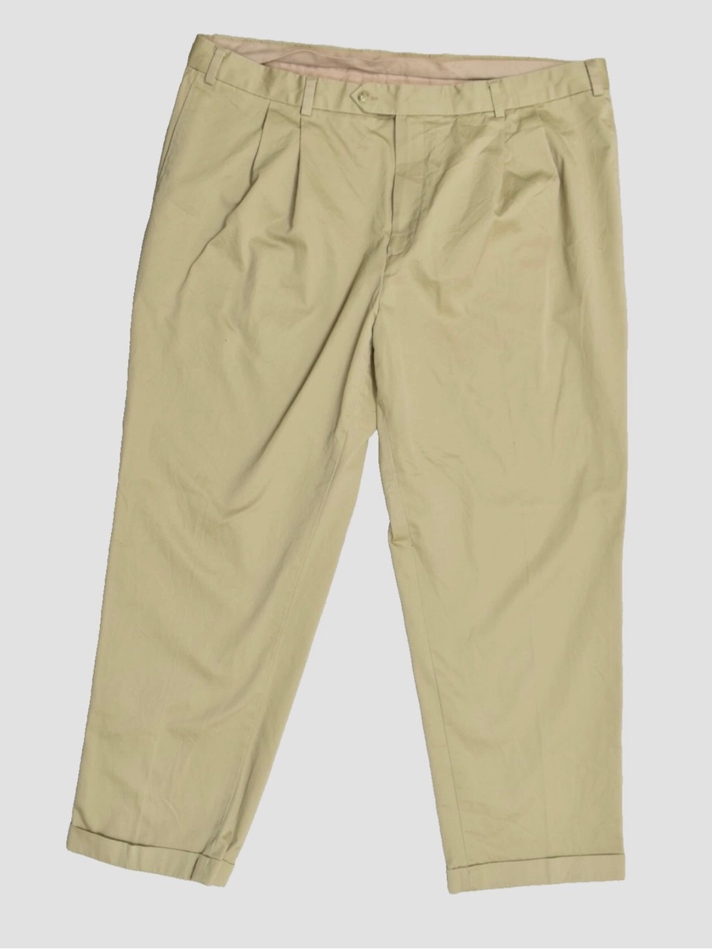 Jos. A. Bank Traveler Chino Pants 40x30 Beige Khaki Pleated Cuffed 100% Cotton